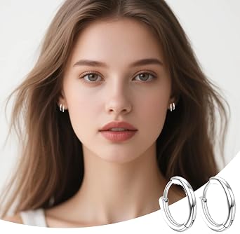 4 Pairs Small Silver Hoop Earrings,Titanium Hoop Earrings for Women Men,Hypoallergenic Silver Hoops,Beware Easier Insert from the Back,for Women & Men(8mm,10mm,12mm,14mm)
