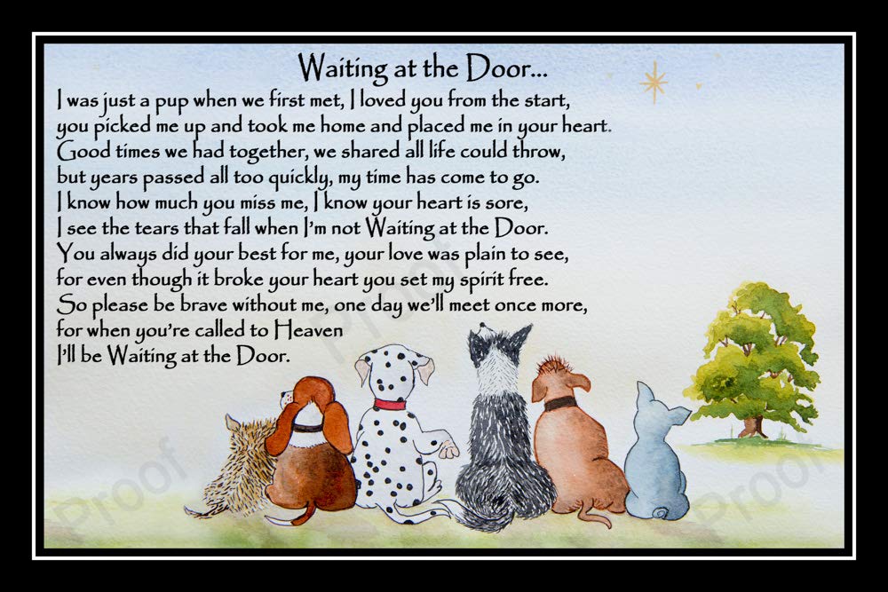 CountryStyle Gifts Pet Dog Memorial Rainbow Bridge Print (unframed) - Waiting at the Door (9" x 6")