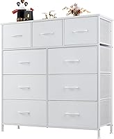 Vista 14 de Sweetcrispy Cómoda para dormitorio, cómoda de tela con 8 cajones, cómoda alta doble, cómoda con cajones para armario, sala de estar, marco de acero