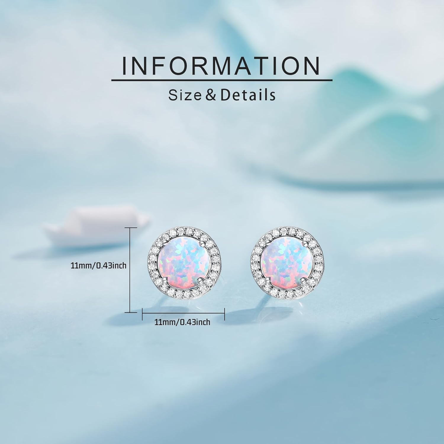 3 Pack Set Opal Stud Earrings for Women Hypoallergenic Opal Earrings Jewelry for Mother's Day - Image 5