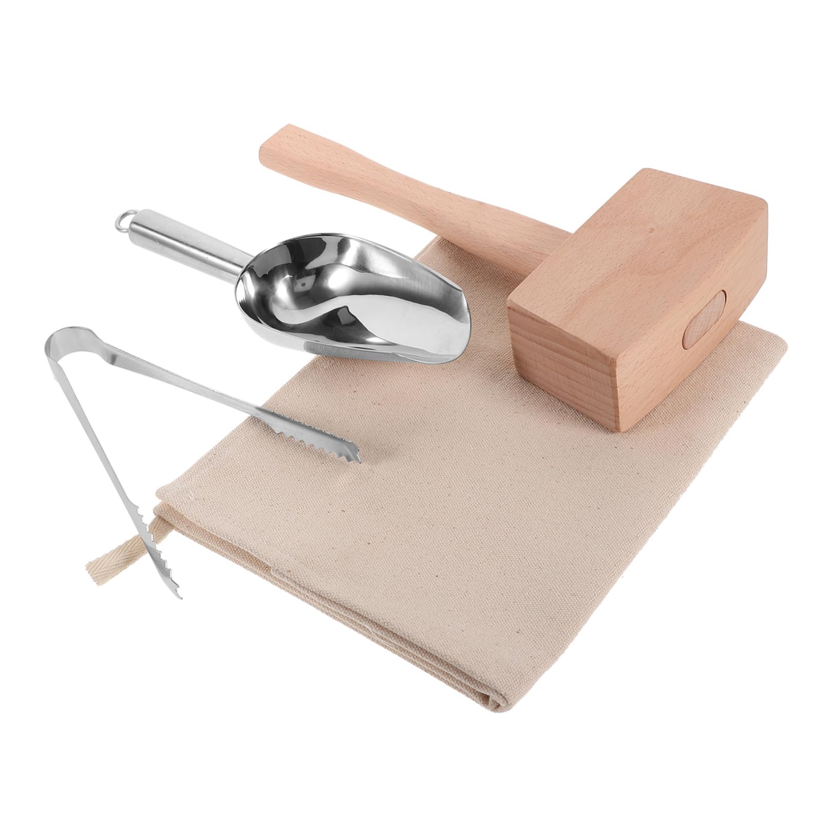 FUNOMOCYA Ergonomic Ice Crusher Set Fabric Crushed Ice Bags Mallet Bartender Tool for Mixed Drinks Bar Accessory