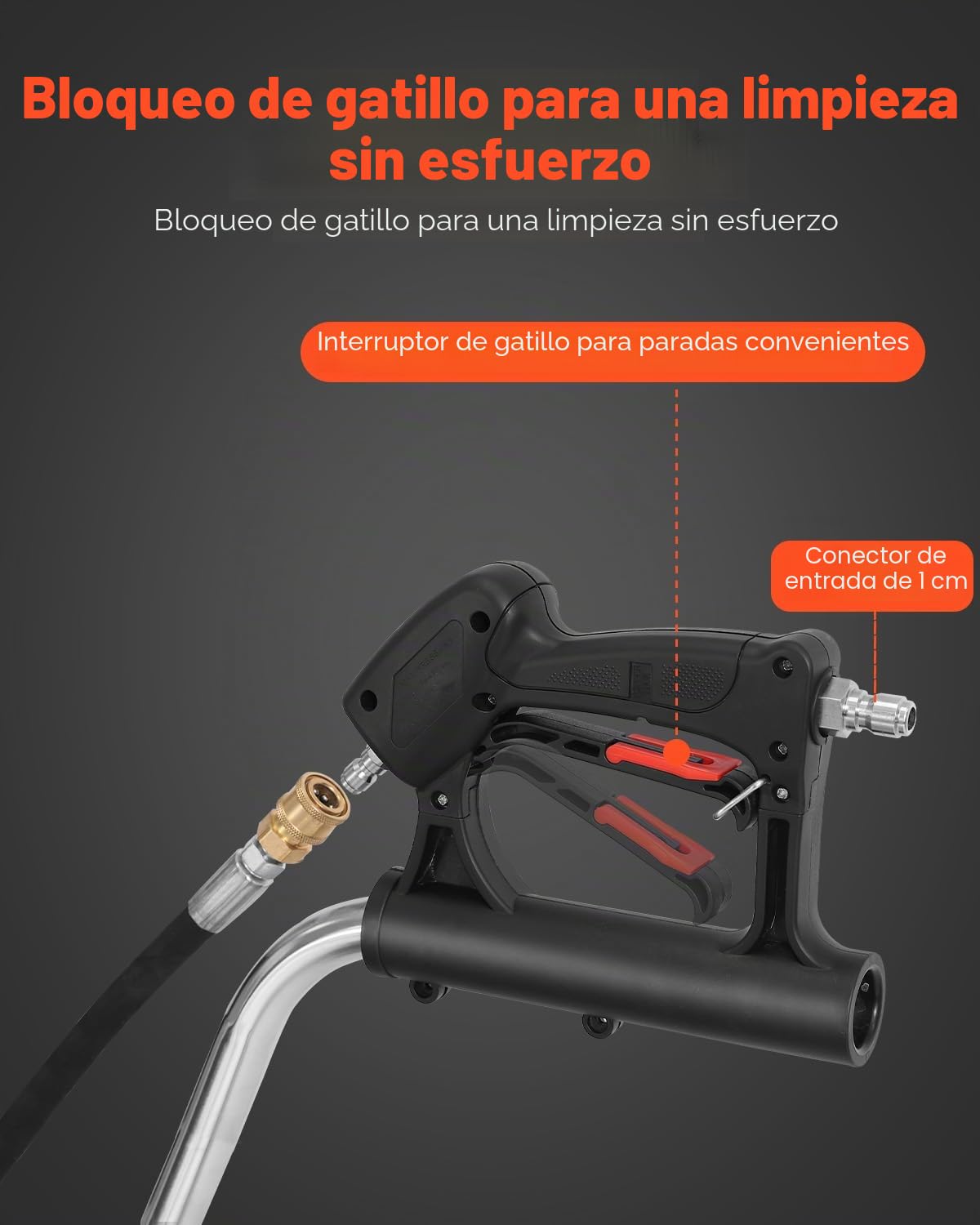 VEVOR Limpiador de Superficies con Hidrolavadora, Acero Inoxidable, 4 Ruedas, Forma Redondo, 27,58 Mpa máx., 2 Boquillas Rociadoras, Mango Doble, para Concreto, Patio, Acera, 465 x 465 x 1465 mm