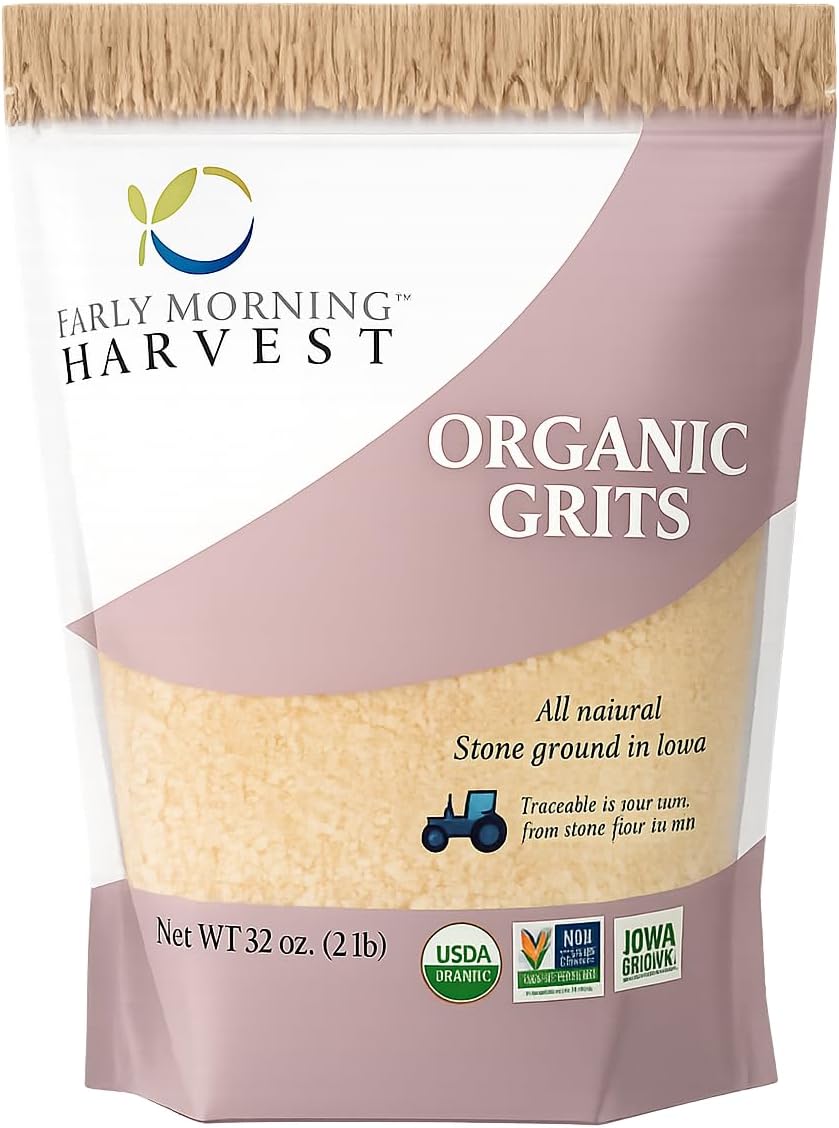 Organic Grits - 64 Ounces (4 Pounds) | Non-GMO, Organic Yellow Corn, Milled & Grown in Iowa, 1-Year Shelf Life