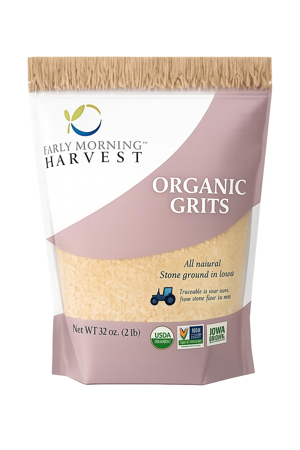 Early Morning Harvest Organic Grits - 64 Ounces (4 Pounds) | Non-GMO, Organic Yellow Corn, Milled & Grown in Iowa, 1-Year Shelf Life