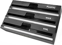SpaceAid WrapNeat 3-in-1 Wrap Organizer with Cutter & Labels - Kitchen Drawer Dispenser for 12" Plastic Wrap, Foil, Wax Paper Rolls - Black
