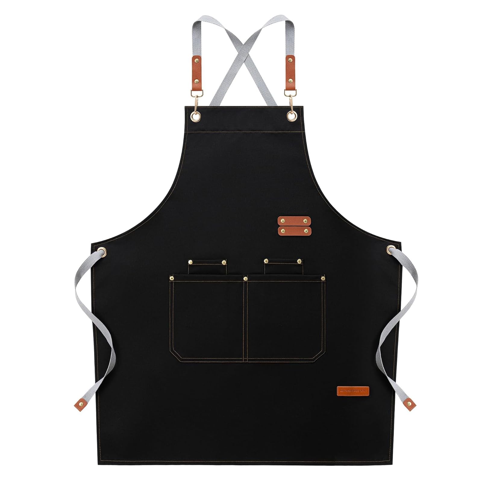 Auxemuen Kitchen Aprons, Apron for Cooking with Pockets With 4 Pockets, Unisex Adjustable Neck Strap Chef Aprons for Men Women for BBQ,Baking,Coffee House& Restaurant.