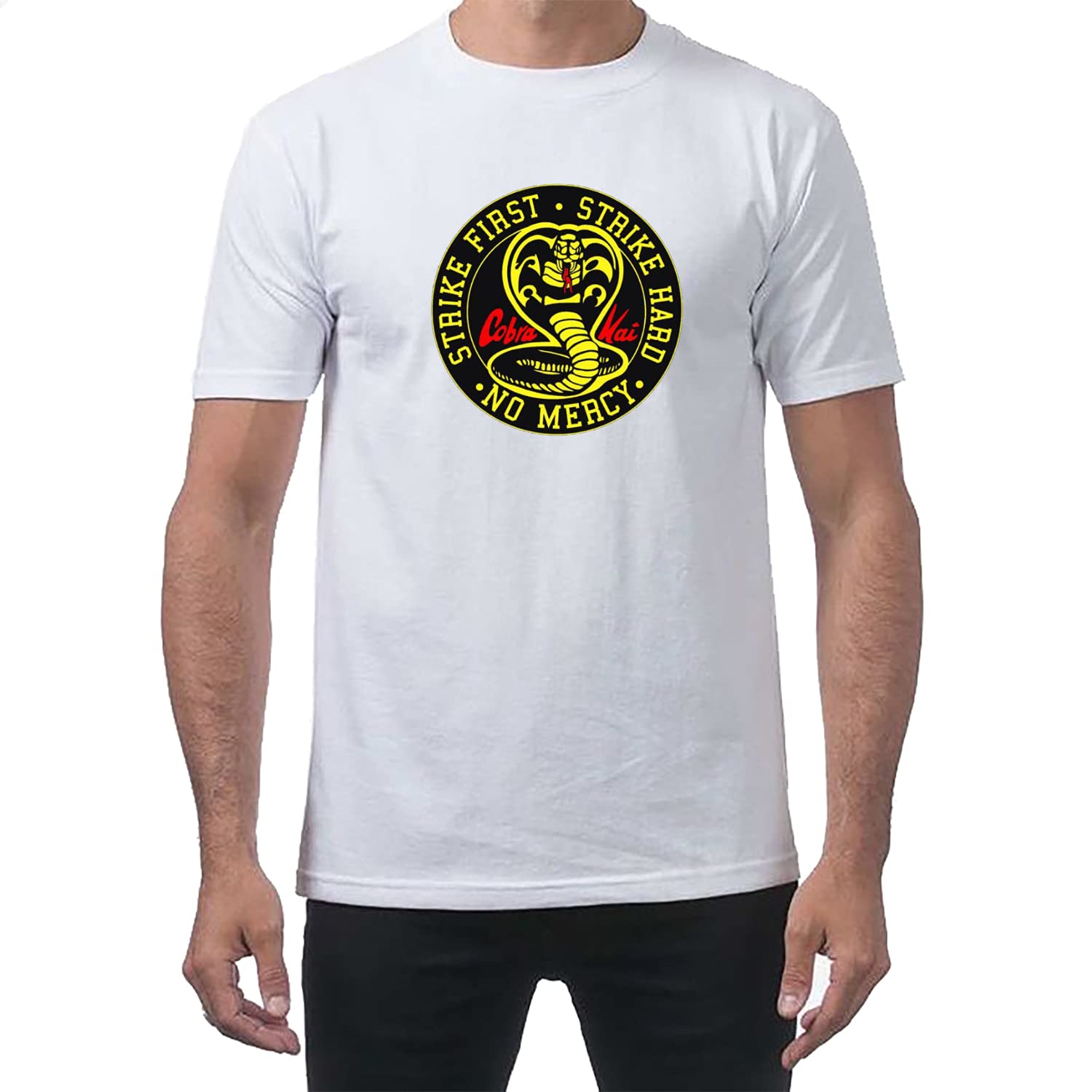 Ay Cabron™ Cobra Kai Logo | Strike First | Strike Hard | No Mercy | Karate Kid Cotton T-Shirt For Men