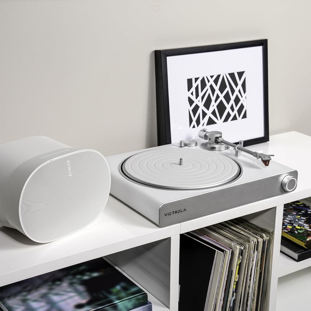 Victrola Stream Carbon – Platine Vinyle Wi-FI Bluetooth Compatible Sonos, Roon, UPnP, Sortie Bluetooth, 2 Vitesses, Cellule Ortofon 2M Red (Blanc)