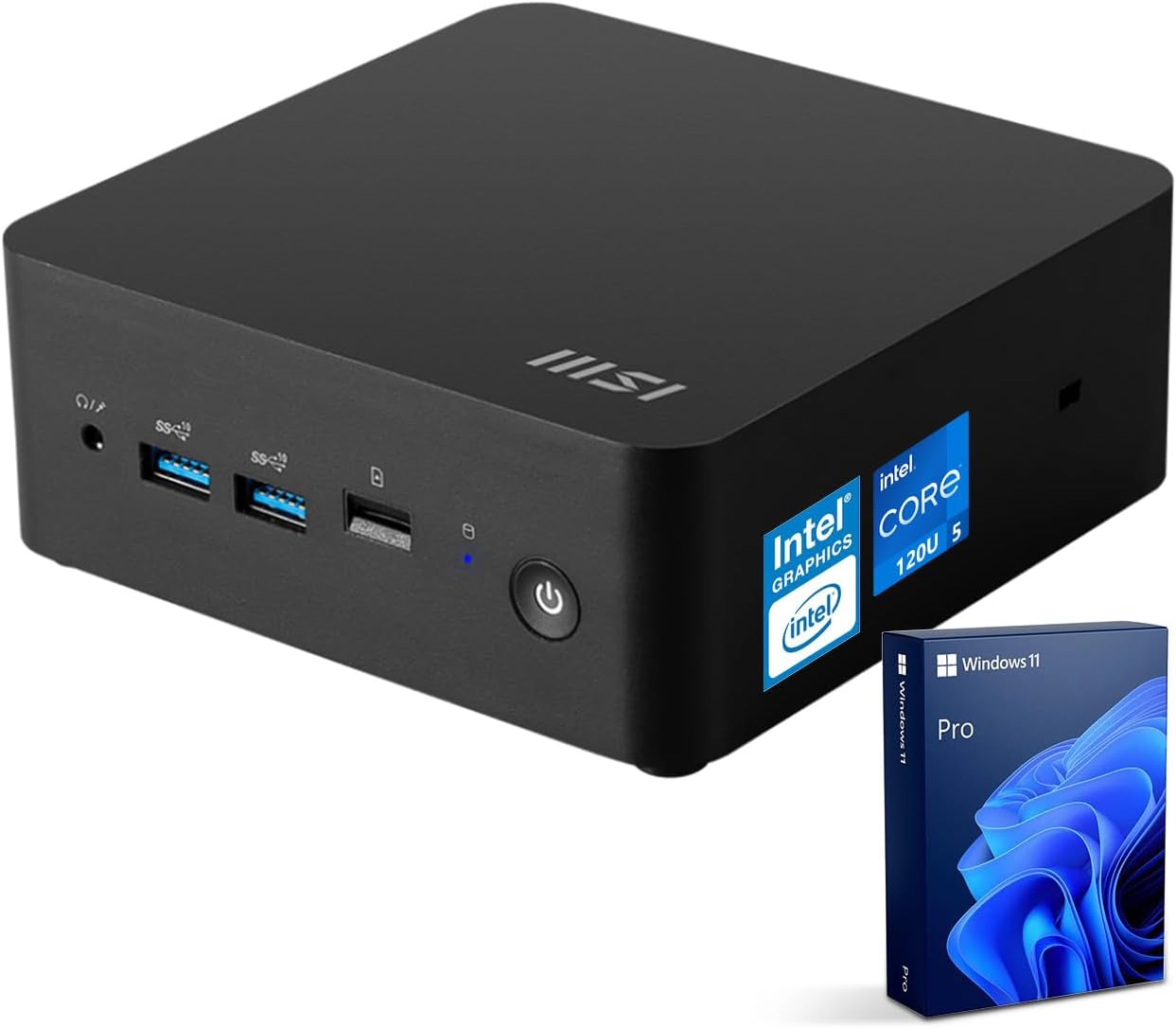 Cubi NUC Business Mini Desktop, 10-Core Intel Core 5 120U Processor, 16GB DDR5 RAM, 256GB SSD, Support 4-Monitor 4K, Thunderbolt 4, HDMI, MicroSD Card Reader, Wi-Fi 6, Windows 11 Pro