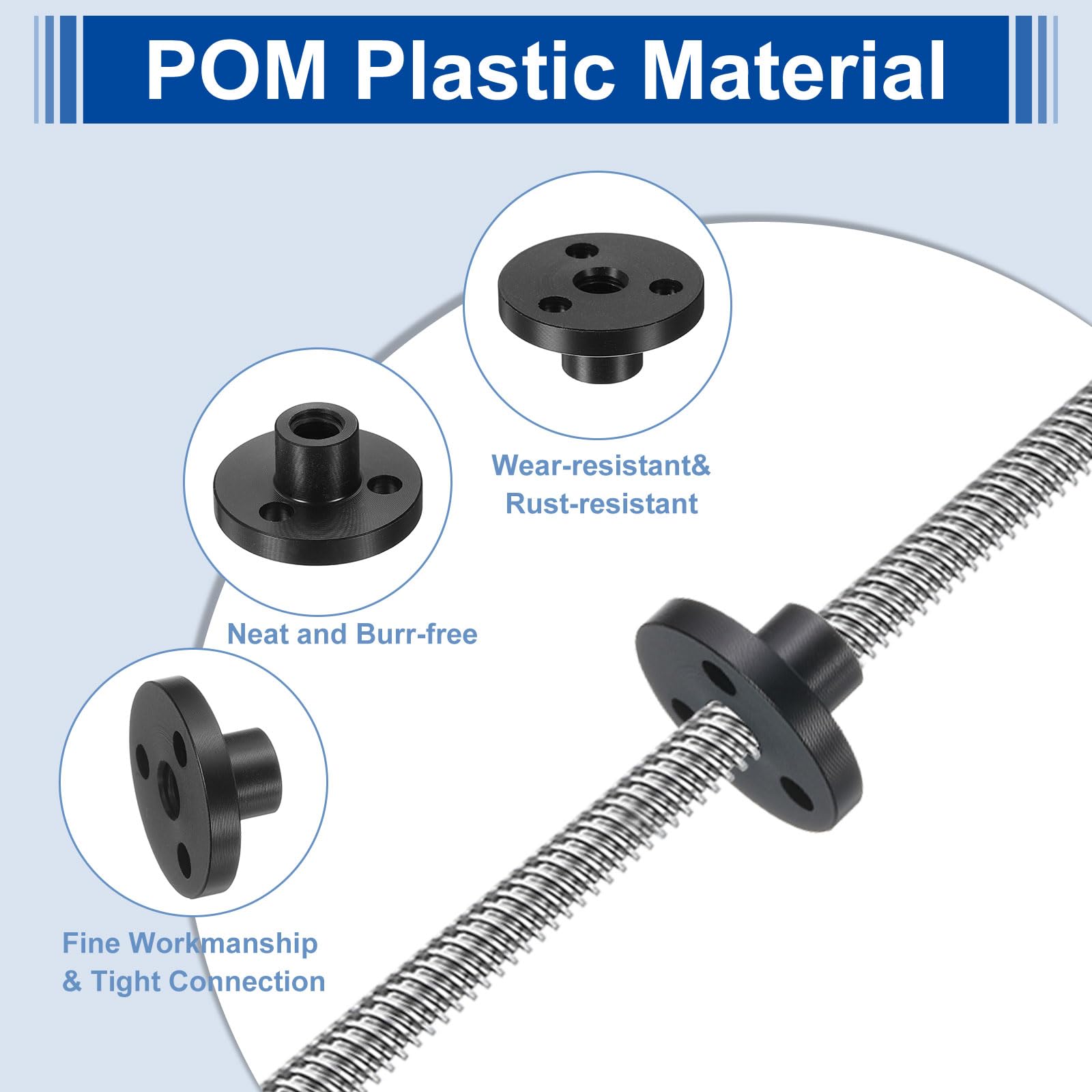 QUARKZMAN 4 Pz DaPOM Per Vite A Ricircolo Sfere T5x2 (Filettatura Acme, Passo 1mm, Avanzamento 2mm, 2 Principi) Diametro 5mm DaIn Plastica POM Per Vite A Ricircolo Sfere T5