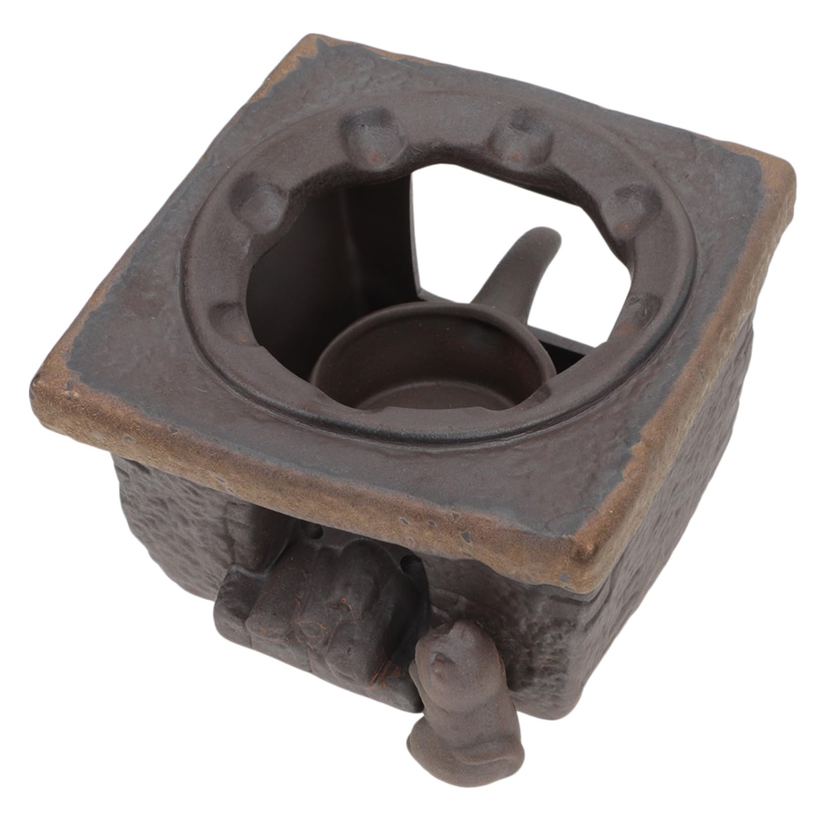 Unomor Ceramic Tea Warmer Base Retro Style Teapot Heating Stand for Home Use Design Ceramic Material Present for Tea Lovers for Housewarming and Special