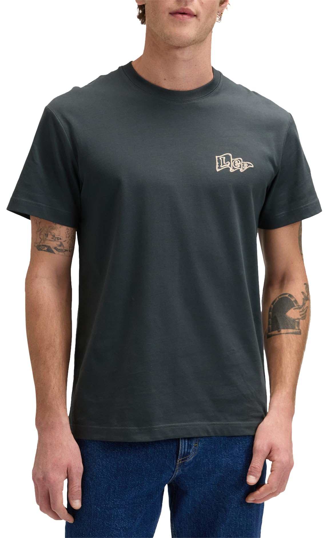 Lee Men's Washed Black Regular Flag Tee Extra Large