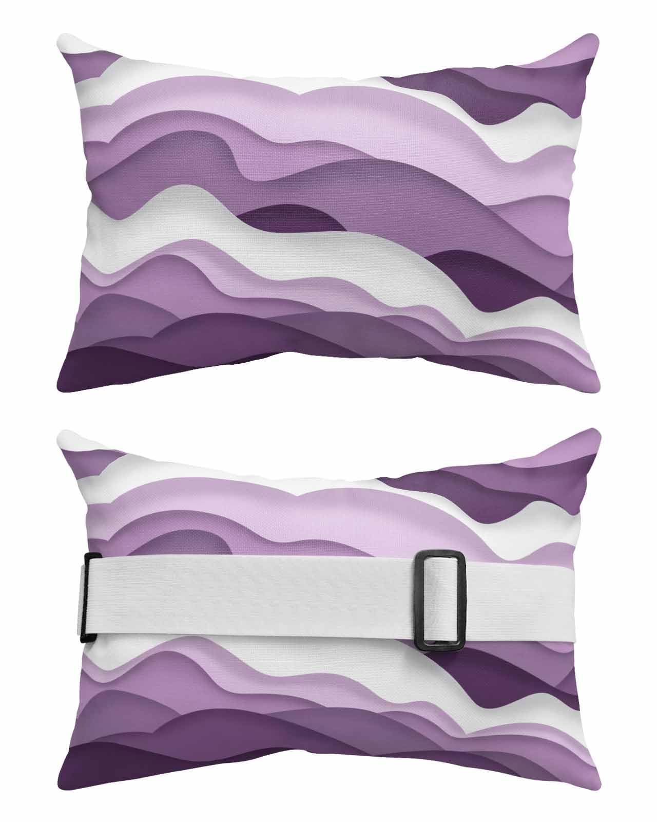 HERBED Outdoor Pillows Covers with Inserts Gradient Ocean Waves Purple Gradient Waves Waterproof Pillow with Adjustable Strap Throw Pillows for Patio Furniture Pool Lounge Chair, 11x16 Inch, 2PCS