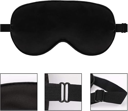 Miniatura 3 de sdoot - Antifaz para dormir para hombres y mujeres, paquete de 2 antifaz de seda súper suave para dormir, color negro