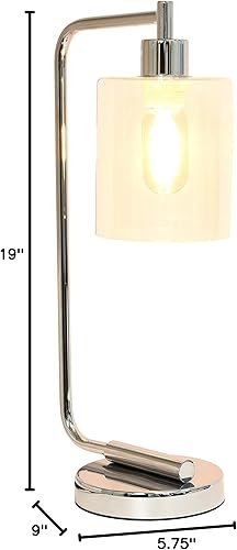 Miniatura 8 de Simple Designs LD1036-CHR Bronson Lámpara de Mesa de Linterna de Hierro Industrial Estilo Antiguo para Escritorio y Mesita de Noche con Pantalla de
