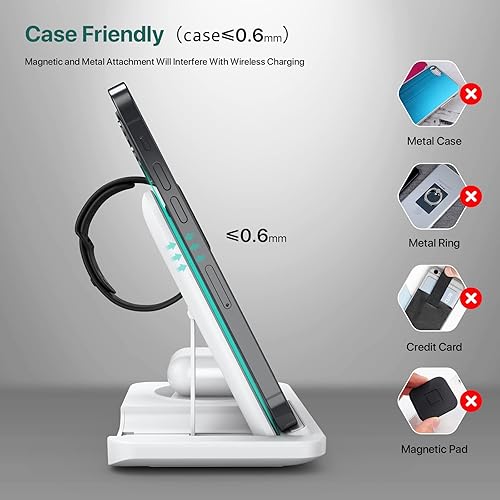 Miniatura 8 de Estación de carga inalámbrica para múltiples dispositivos Apple, plegable 3 en 1, estación de carga para Apple Watch Series 7, 6, SE, 5, 4, 3, 2 y