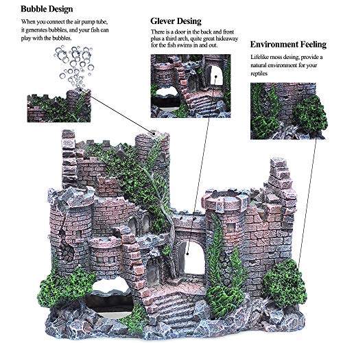 Fazhongfa Aquarium Castle Air Bubbler Fish Tank Decorations For Betta Fish Ornament Small And Medium Fish Accessories Decor Betta House Toys (Air Pump Is Not Include) #TOP3