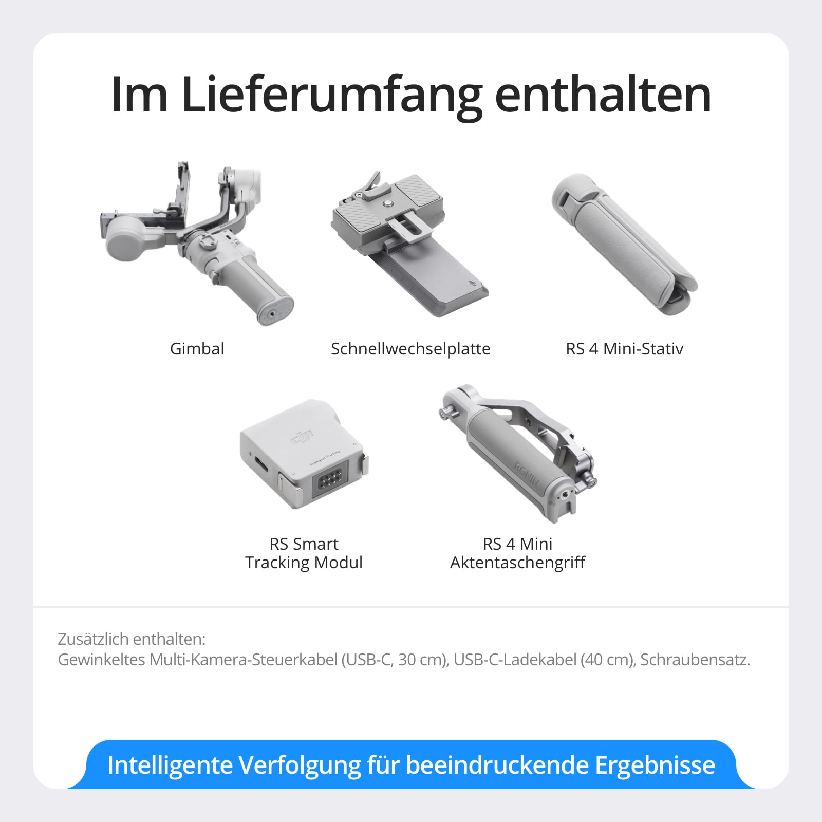DJI RS 4 Mini Combo Gimbal-Stabilisator für Kamera, 2 kg Traglast, Auto-Achsenverriegelungen, Intelligente Verfolgung