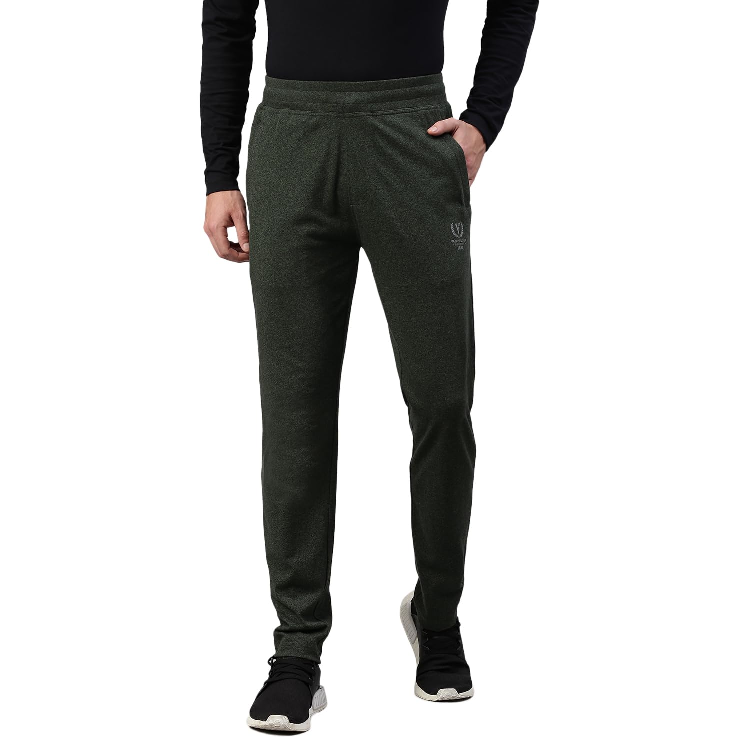 Van HeusenMen's Regular Fit Mid Rise Track Pant