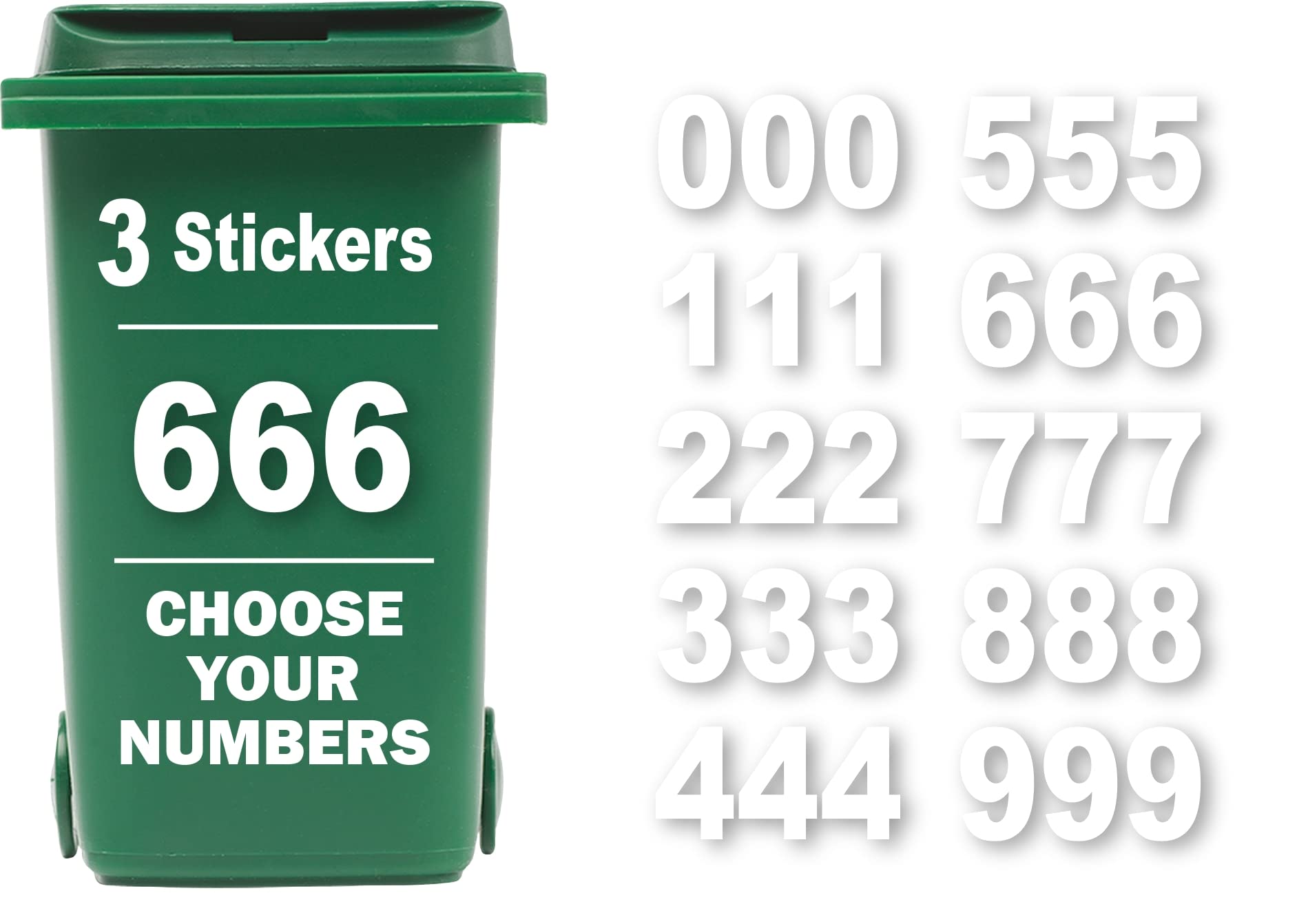 Buy Rubigo 3 Pack Wheelie Bin Numbers for Bins Choice of Numbers 09
