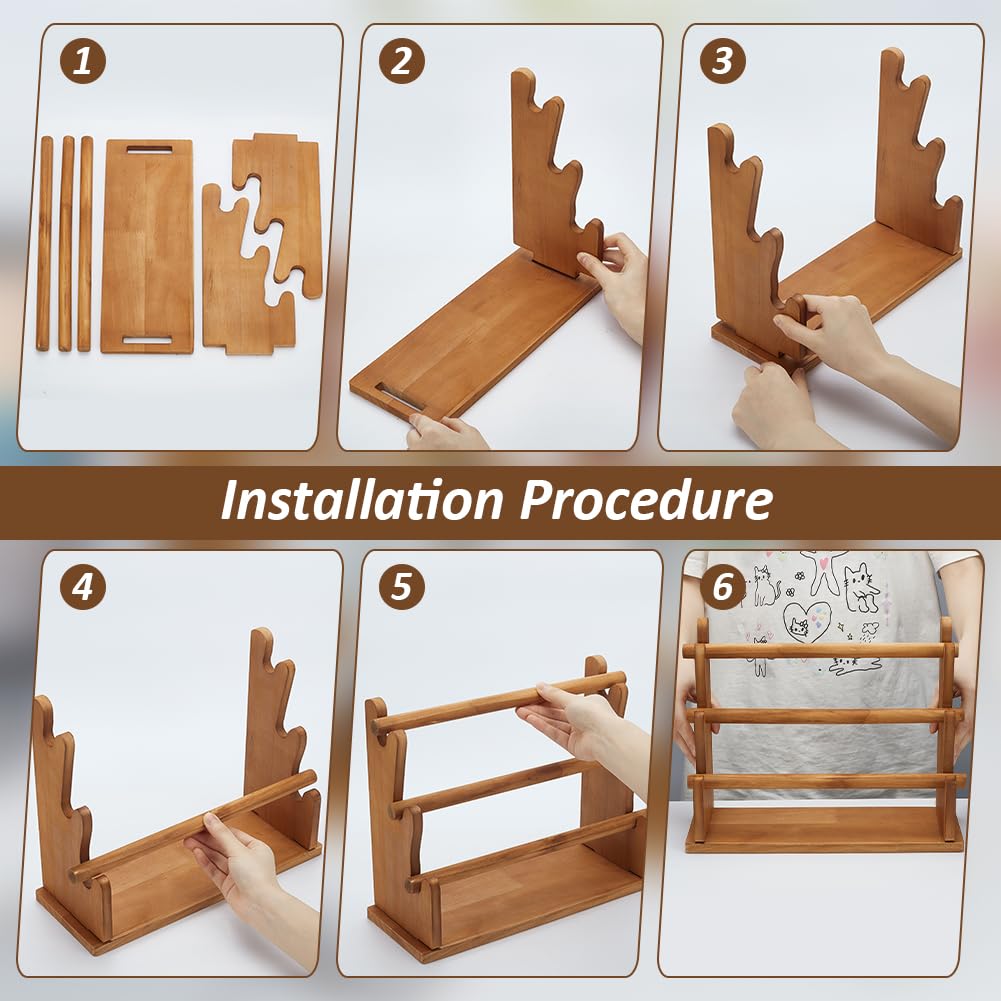 FINGERINSPIRE 3 Livelli Porta Braccialetti in Legno Peruviano Espositore per Braccialetti e Accessori per Gioielli Supporto