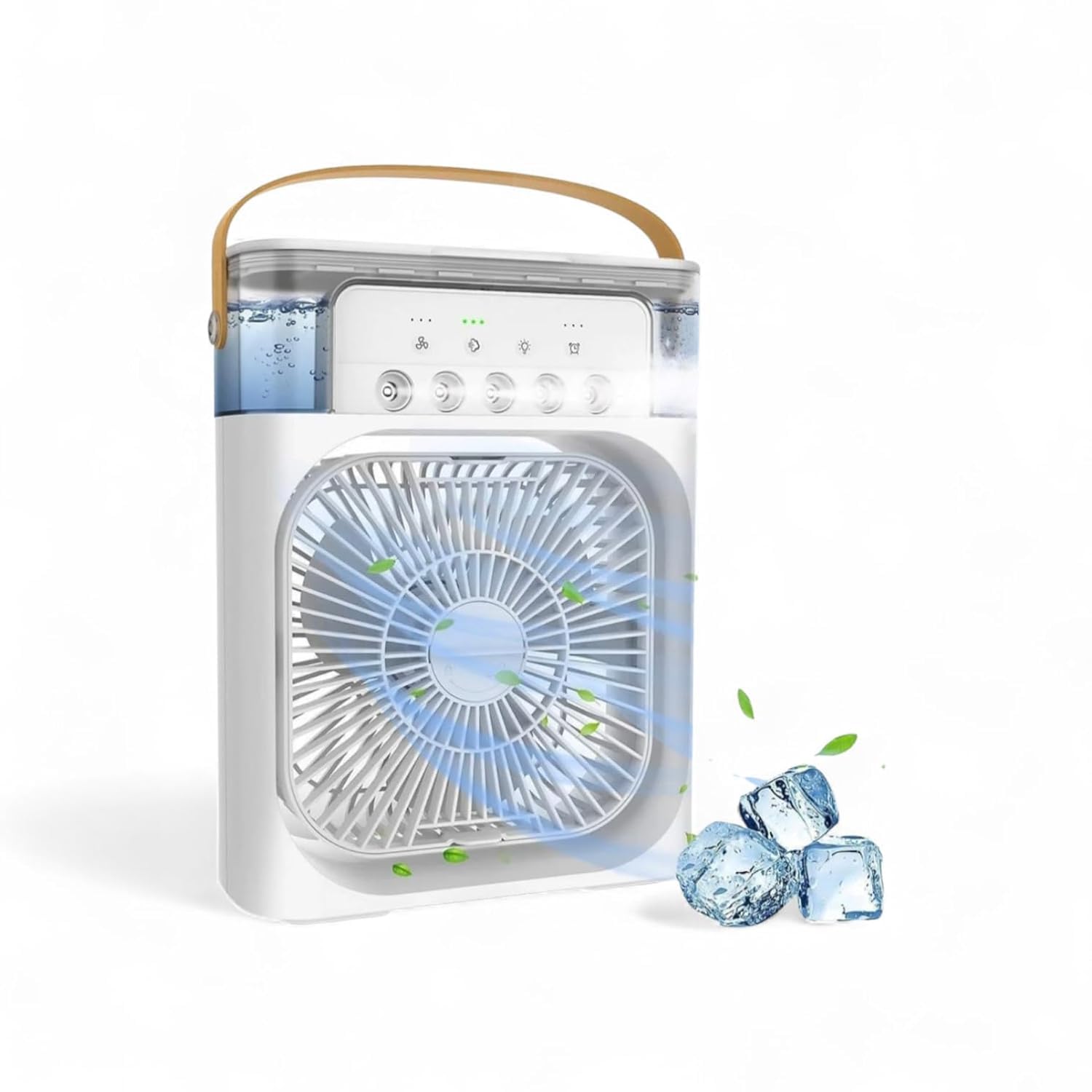 Portable Air Cooler with Water Tank, White, Personal Evaporative Cooling Fan with Handle, Multiple Speed Settings-image-33