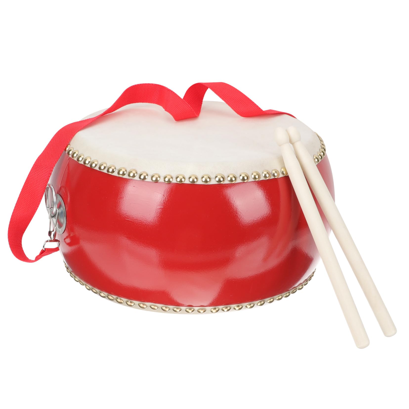 Batería Juguete Roja de Piel de Vaca y Madera para Niños, 1 Set | Juguete Musical Educativo con Baqueta, Instrumentos de Percusión, Decoracion Colegio Estilo Aleatorio