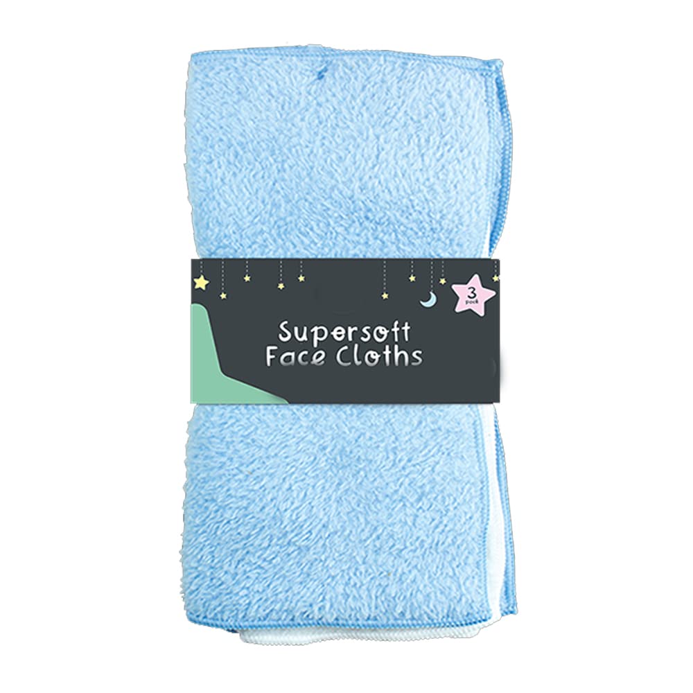 Zale Yardley Blue Baby Face Cloth, Pack Of 3, Baby Face Towel, Microfiber Face Cleansing Cloth, Polyester Wash Cloth, Fast Drying, Extra Absorbent, 30" X30" Baby Bath Towels (Blue)