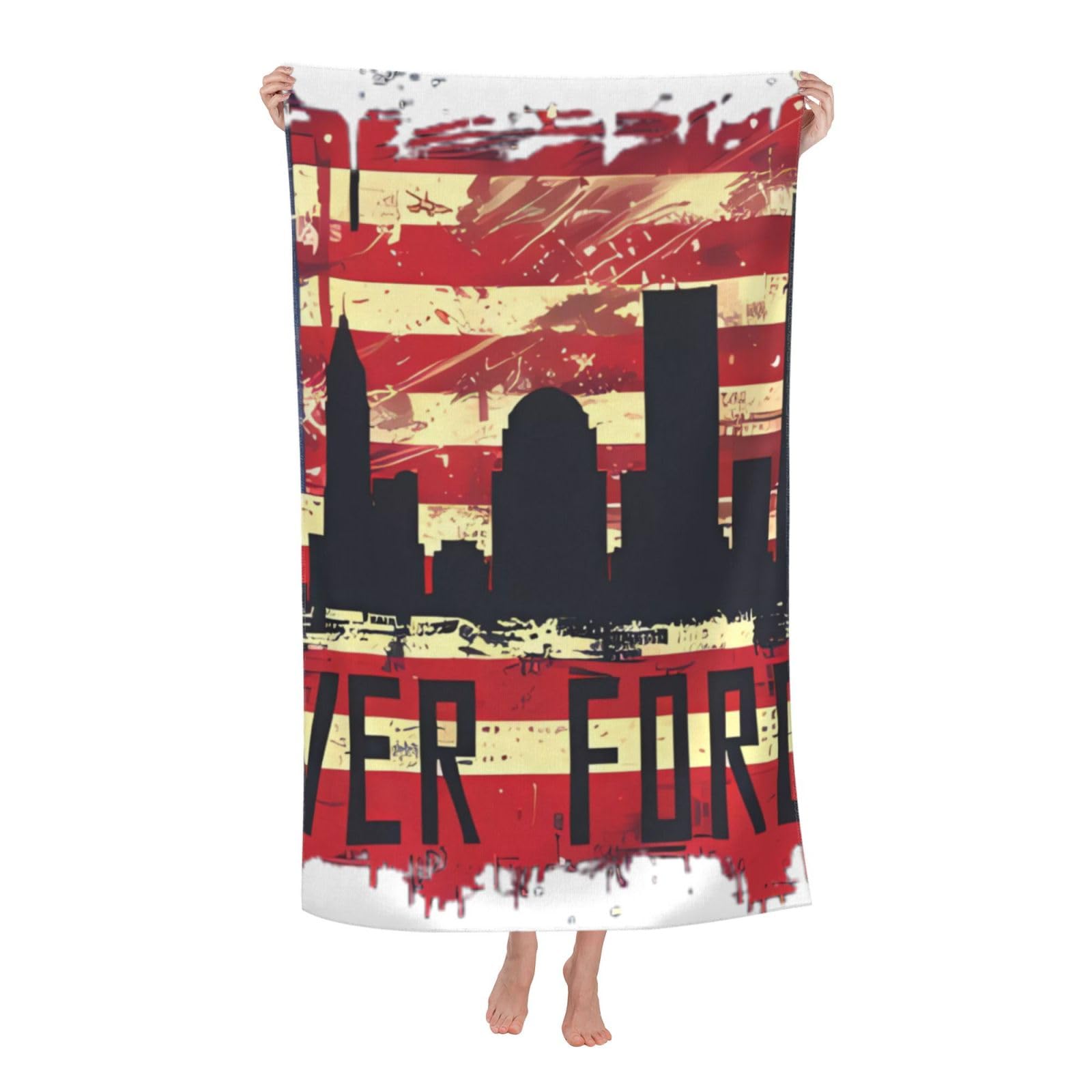 LSRCPD Beach Towel Never Forget 911 Patriotic American Flag Microfiber Beach Towels Blanket Oversized Tropical Big Extra Large XL Pool Towels Quick Dry Sandproof for Women Girls Kids