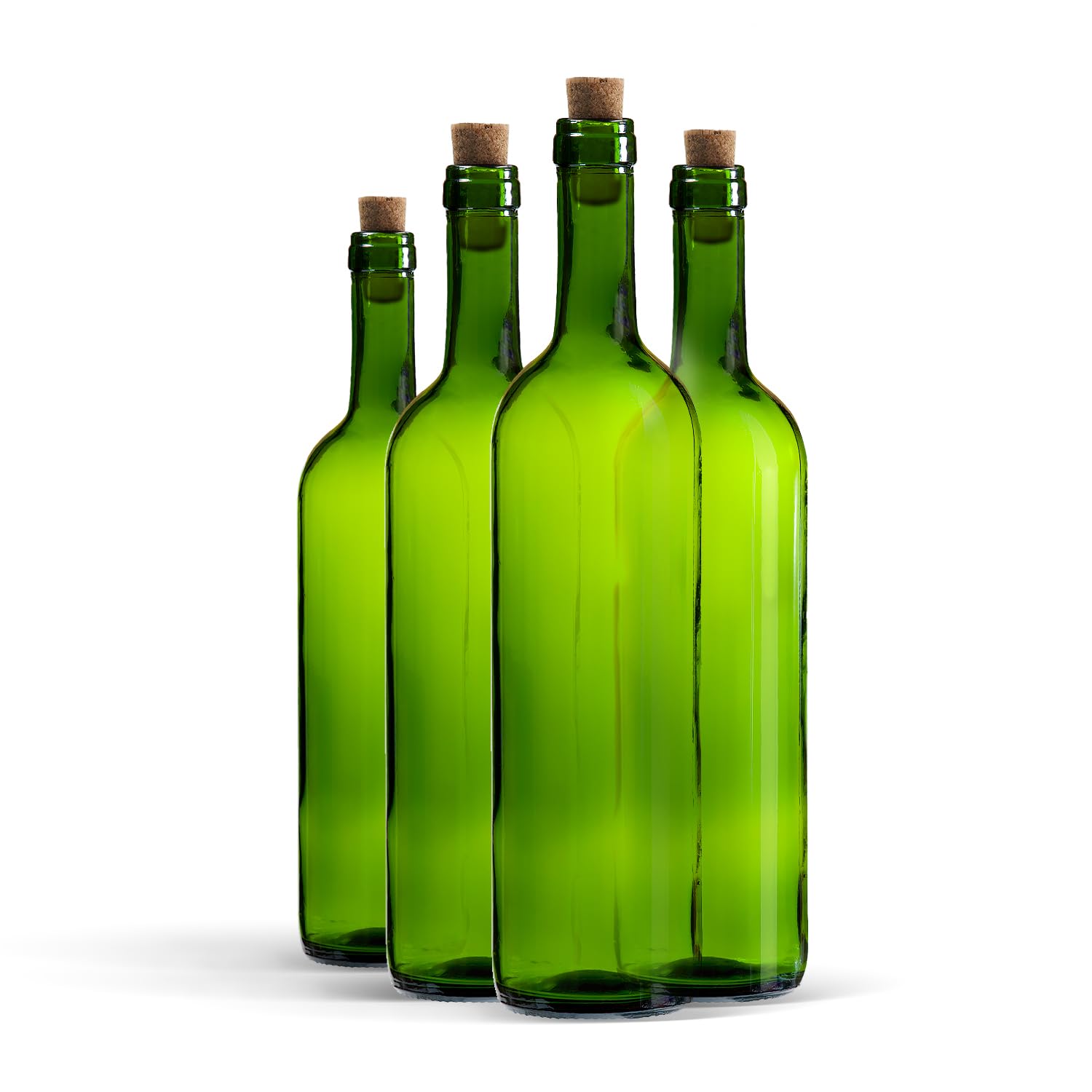 Bouteille 750ml Bordeaux 24 pièces avec bouchon - Bouteilles de vin vide pour brasserie à la maison - Boîte de rangement pour boissons - Décoration de service - En verre vert