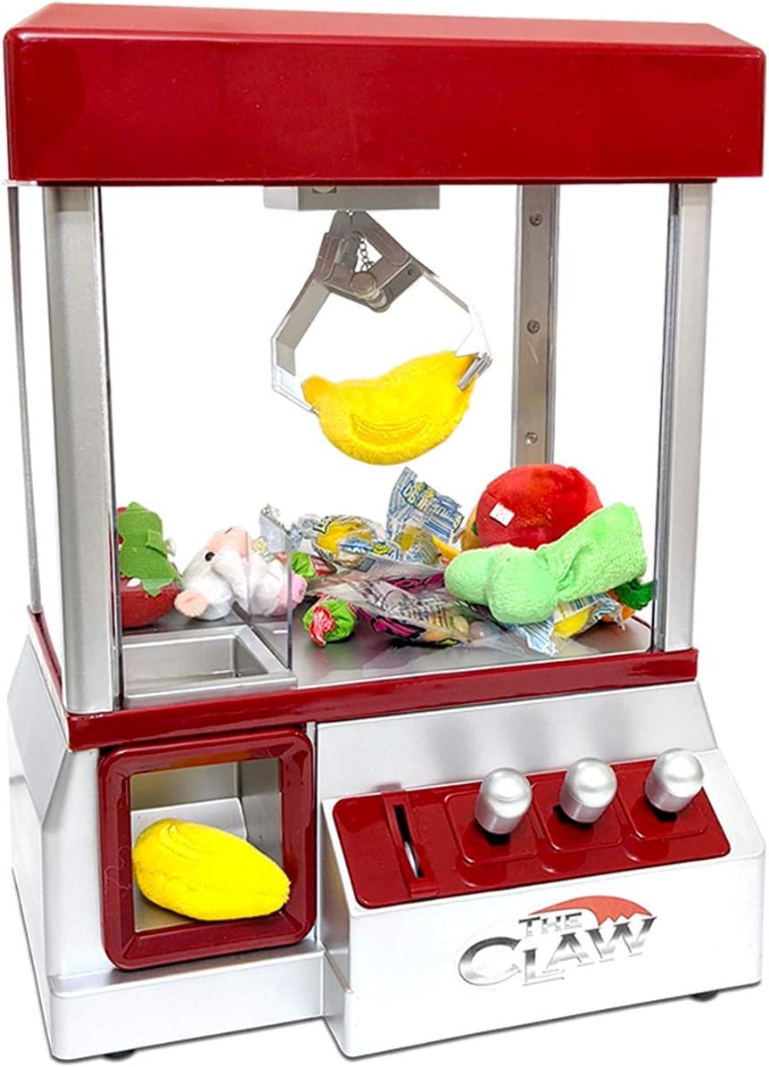JSNY Lite-aid The Electronic Claw Game - Arcade Claw Machine - Red - All Ages - 1 Player - Manual Operation - Requires 3 'D' Batteries - Includes Crane Game, Plastic Coins, 30 Reusable Tokens