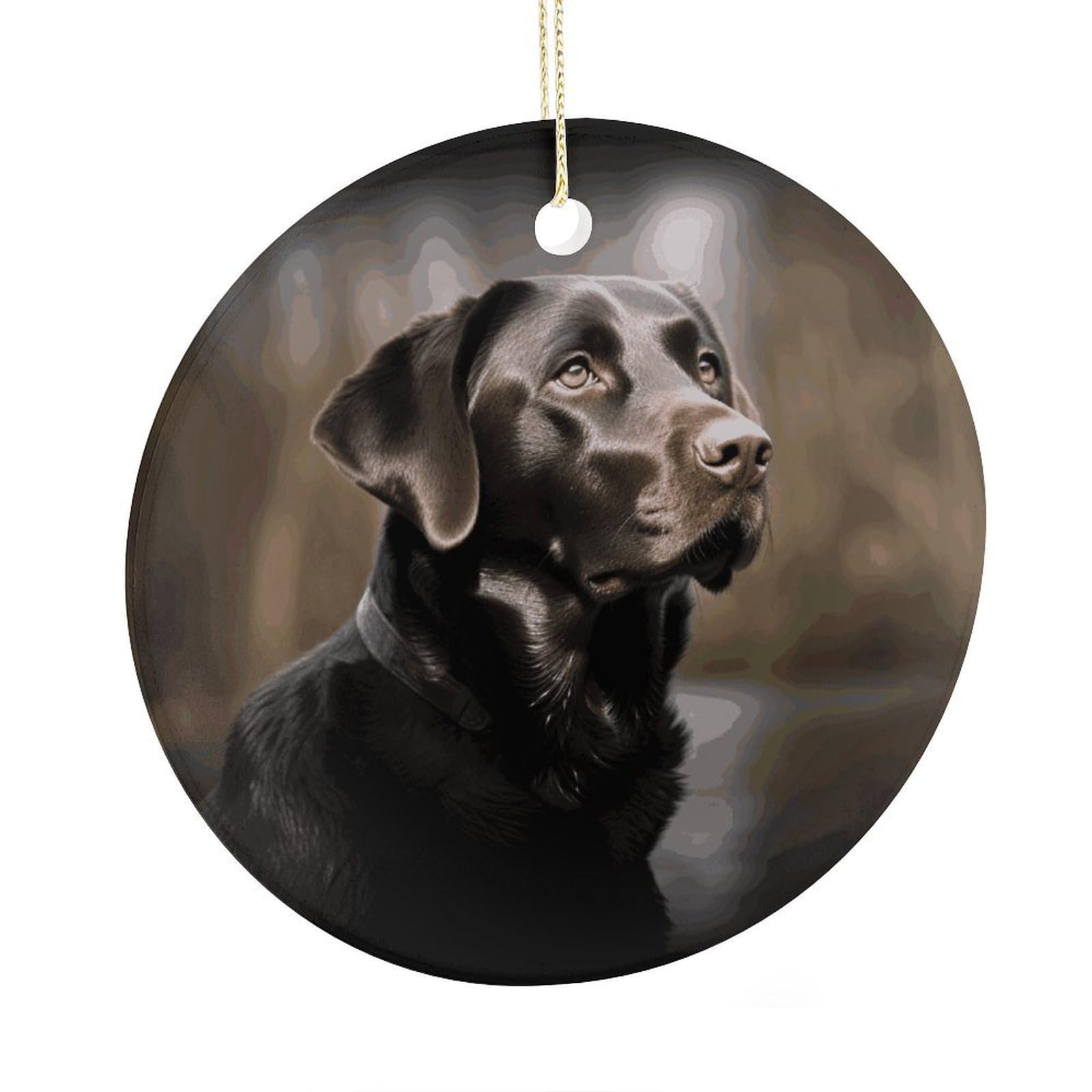 Fekiloot Style Labrador Retriever Christmas Ornaments 2.9 Inch Round Ceramic Ornament Keepsake Thank You Gifts For Office, Room, Home - Holiday Present Ideas