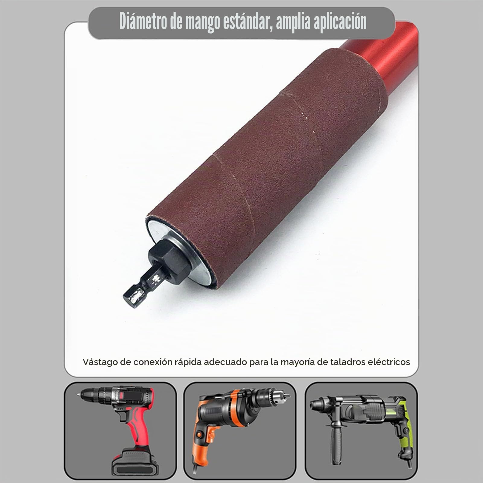 Adaptador de Lijadora de Husillo, Tambor de Lijado de 1,5 Pulgadas, Adaptador de Lijadora de Husillo de Aleación de Aluminio, Juego de Mandril de Lijado con Llave y 10 Piezas de