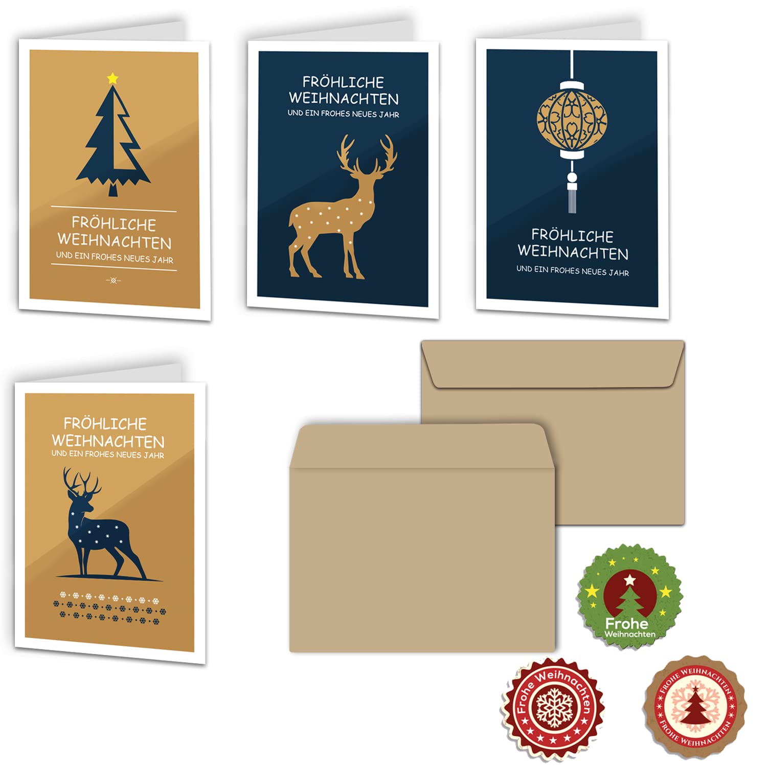 Kerstkaarten met envelop (20 stuks), vouwbare kaarten Kerstkaarten met envelop (20 stuks), vouwbare kaarten