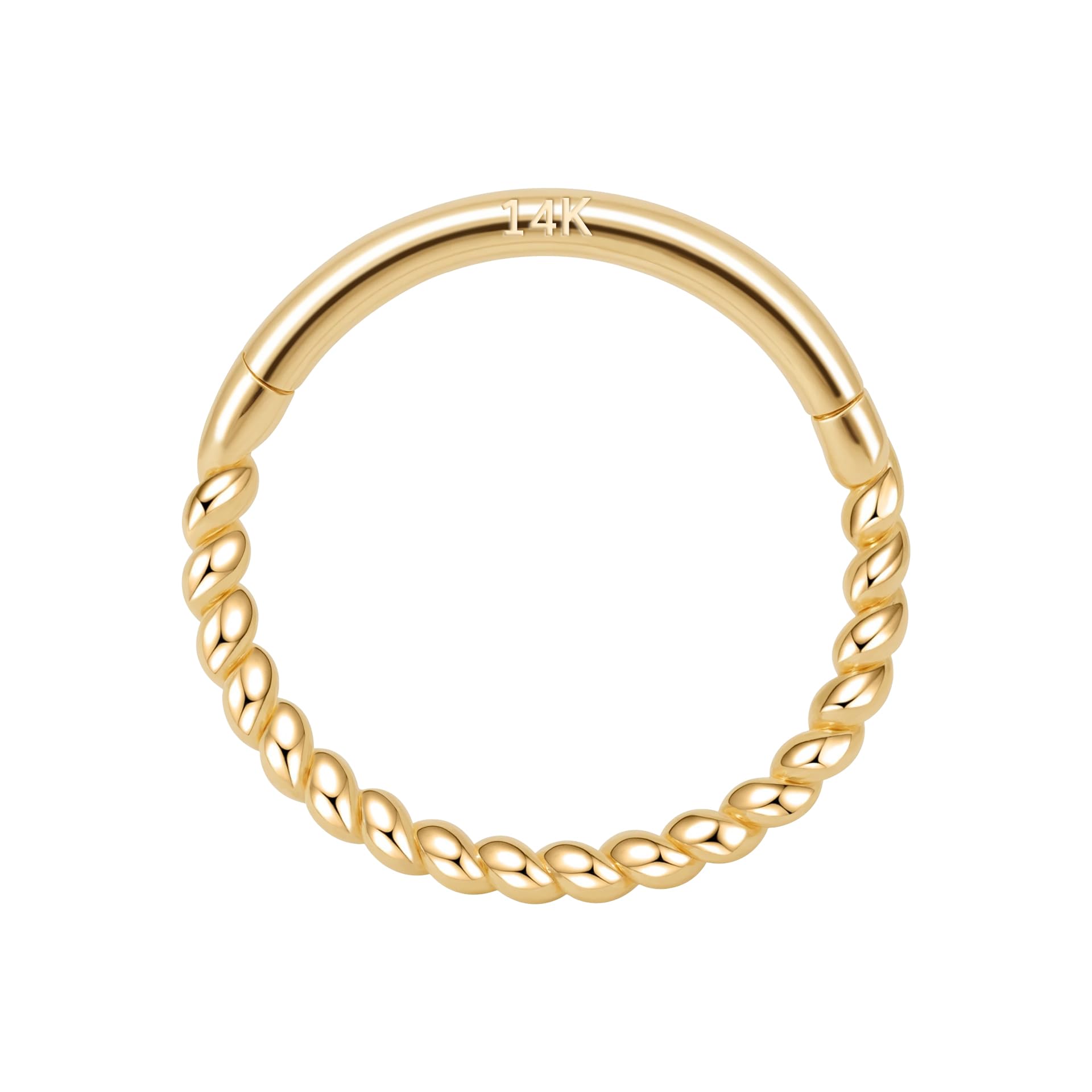 ALACLO 14k Gold 16G Septum Nose Rings for Women Men, 8mm/10mm Helix Daith Tragus Cartilage Hoop Earrings Piercing Jewelry