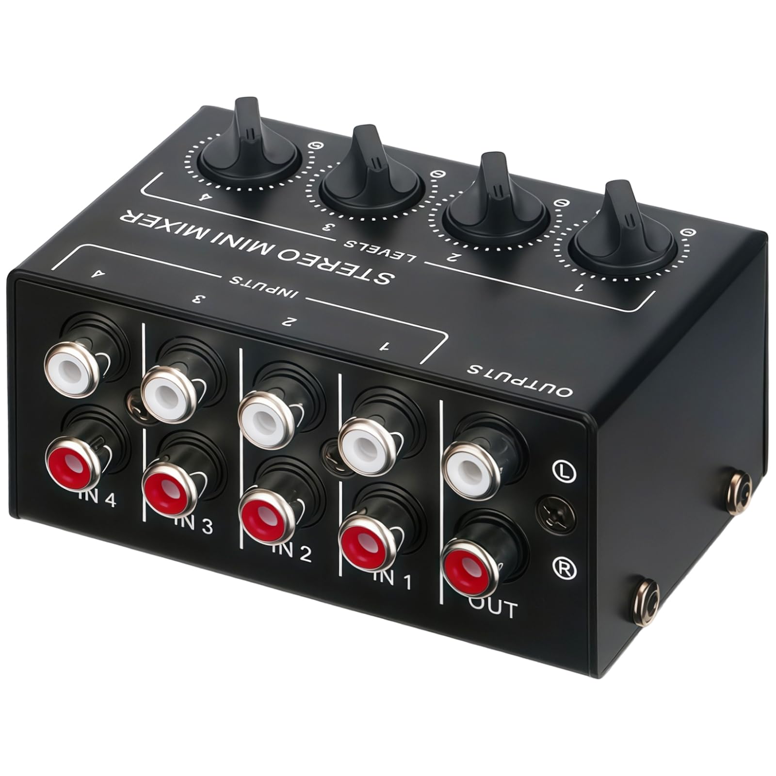 Aux Audio Switcher 4 en 1 Out, canal mezclador pasivo compacto, mezclador pasivo portátil, mezclador de audio estéreo pasivo, para estudio en casa y actuaciones en directo