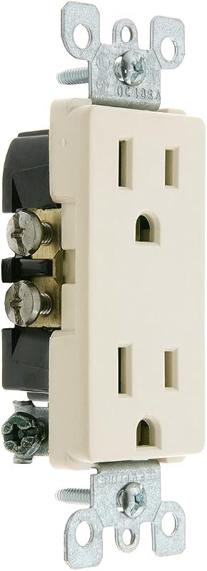 15 Amp, 125 Volt, Decora Duplex Receptacle, Residential Grade, Grounding, 5325-T, Light Almond