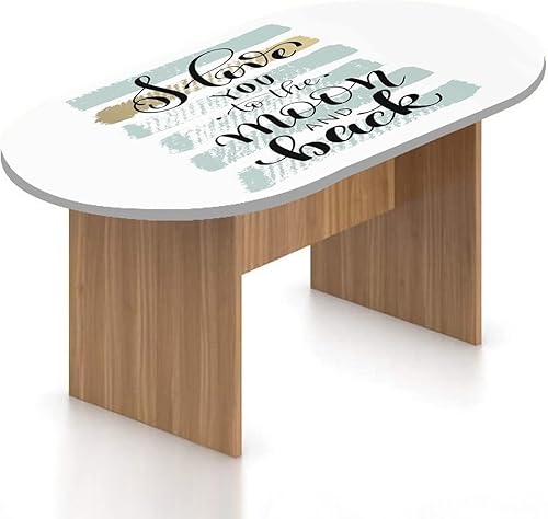 Mantel ovalado ajustable para mesa de patio, con borde elástico, de poliéster, estampado de frase "I Love You to the Moon and Back", se adapta a