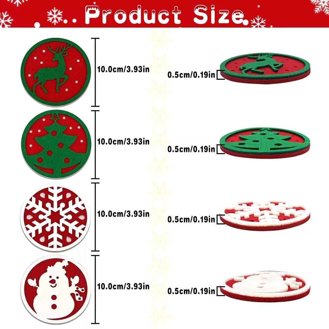 ZHDOKA 6 sottobicchieri natalizi con supporto, sottobicchieri in ceramica assorbenti per tavolo in legno, sottobicchieri rotondi con base in sughero per bevande