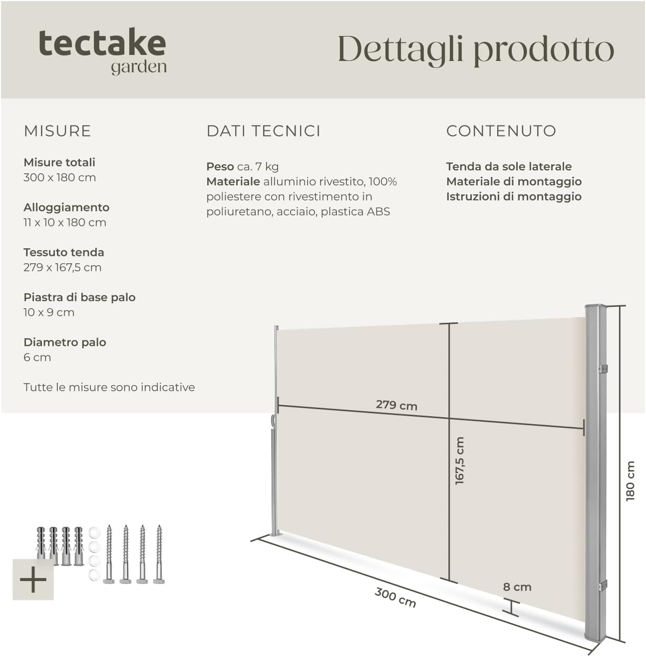 Product details and technical specifications of TecTake Retractable Windscreen