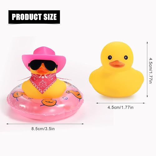 Miniatura 2 de Pato para automóviles, pato de goma para tablero de automóvil, juguete de baño de pato chirriante, pato amarillo, adorno divertido de pato vaquero,