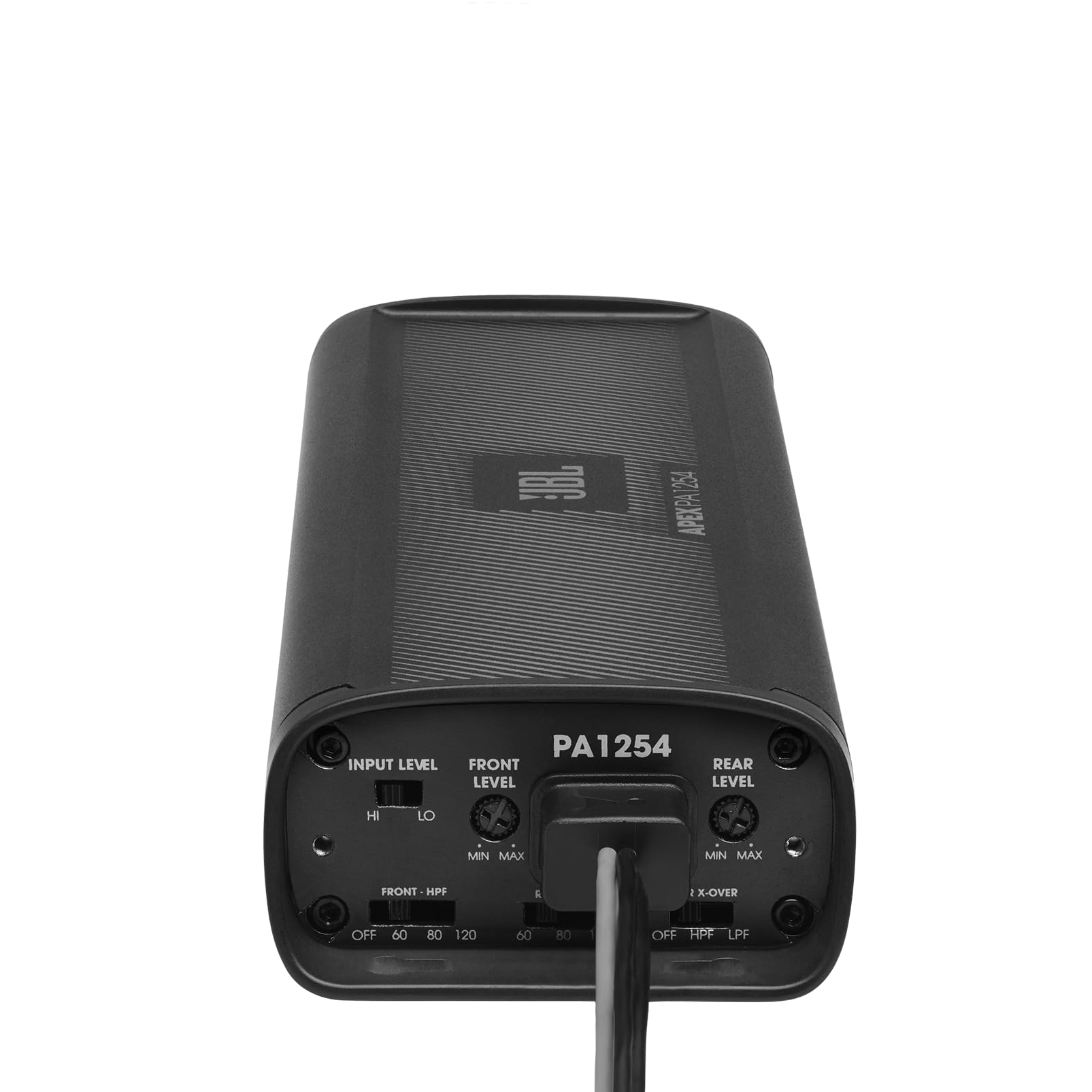 JBL Apex PA1254 Amplificador Compacto 4 Canales Clase D con 1250W Pico, 125W×4 a 2Ω, 75W×4 a 4Ω y 250W×2 en Puente, filtros 60/80/120Hz seleccionables y Rango Completo 20Hz–20kHz para Sistemas