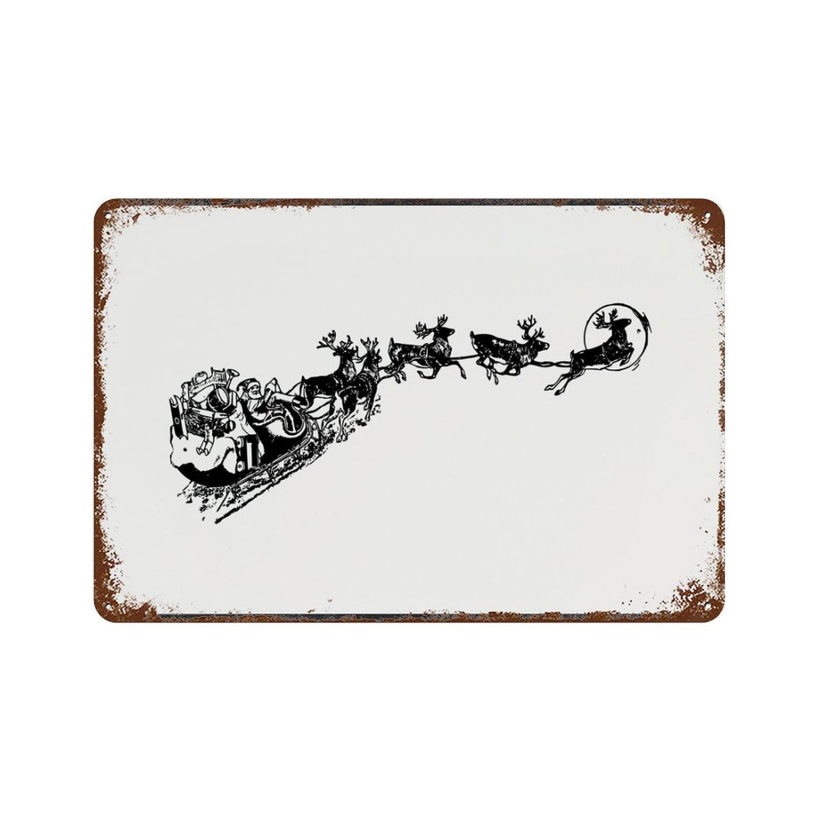 xiaoxiaoshen Retro Santa's Sleigh And Reindeer Wall Decoration Wall Decor Art Metal Tin Poster Modern Home Decor Art Home Bar Shop Decorations Vintage Sign 20x30cm