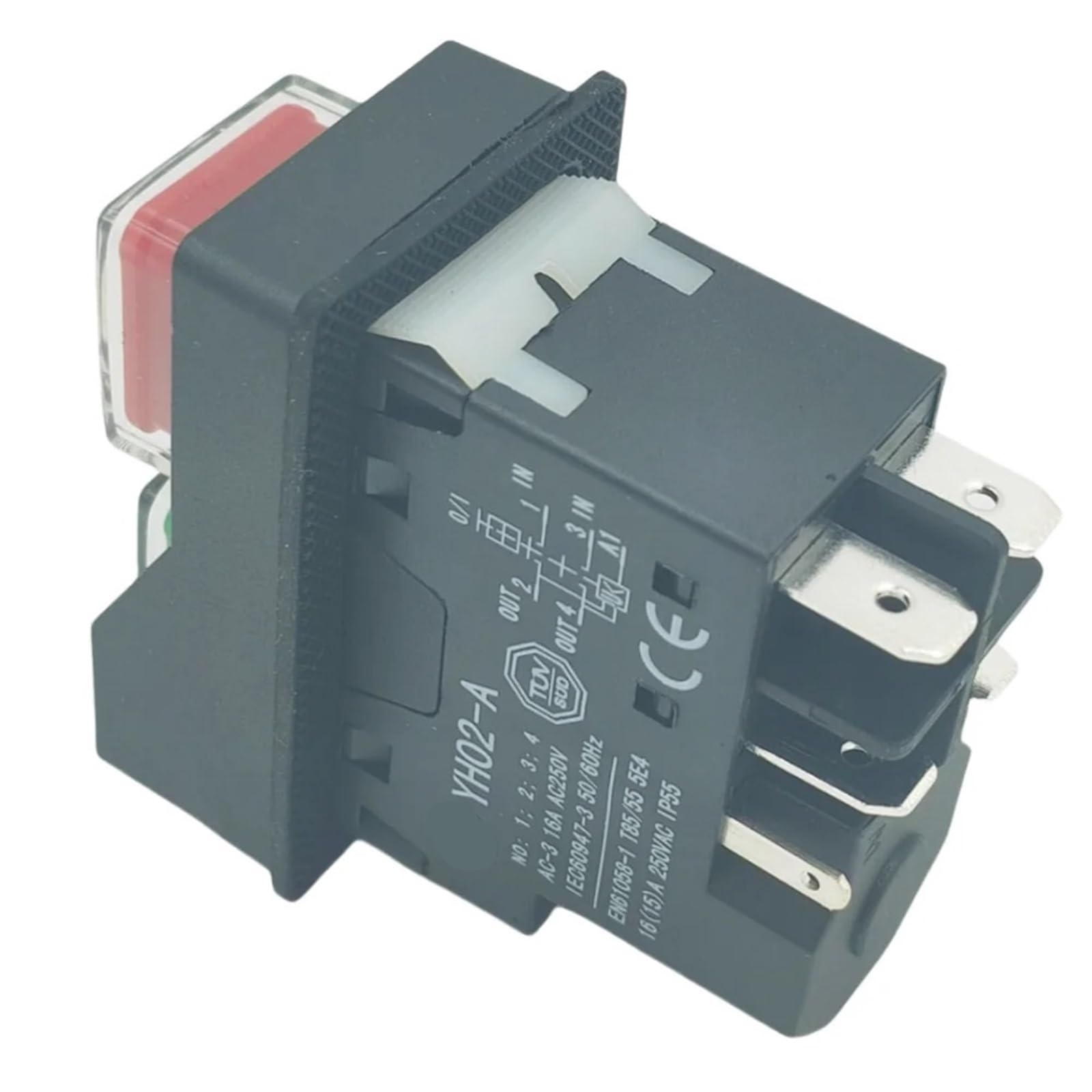 Interruptores pulsadores de arranque electromagnético YH02-A de 4/5 pines, 16 A, CA 250 V, IP55, resistentes al agua, for máquinas y herramientas de jardín, que pueden reemplazar a KJD17.(5 Pins)