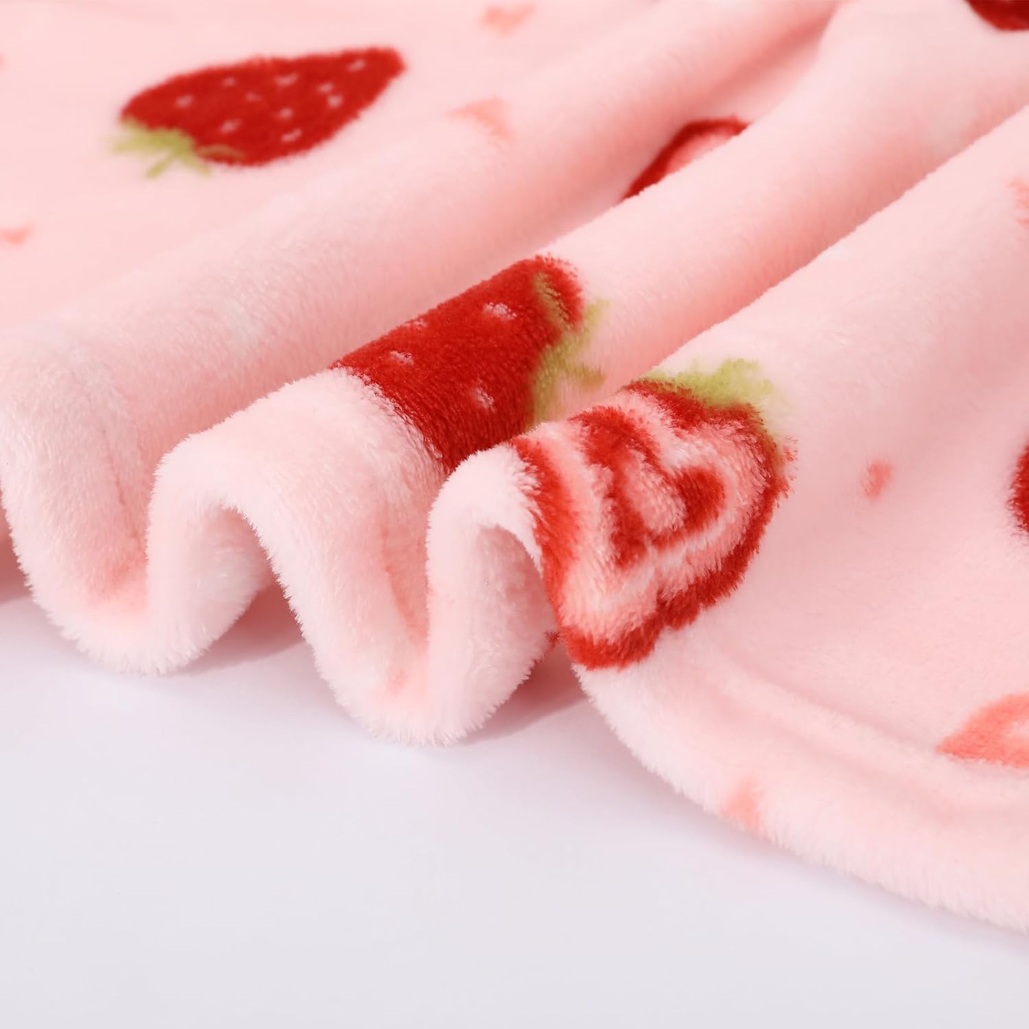 Viviland Kids Throw Blanket, Pink Strawberry Blankets for Toddler, Soft Warm Lightweight Plush Throw Blanket Fleece Blanket for Sofa Chair Couch Bed for Kids, 50" x 60" - Image 9