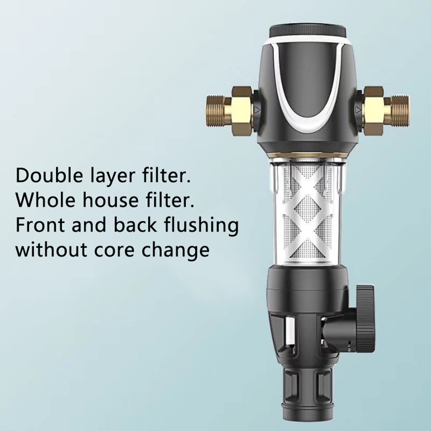Filtro De Agua De Sedimento Centrífugo De Retrolavado, Filtro Lavable, Acero Inoxidable, Filtro De Ultraprecisión De 40 Micras, Cuerpo Transparente para Control Visual, para Agua De Pozo Urbano