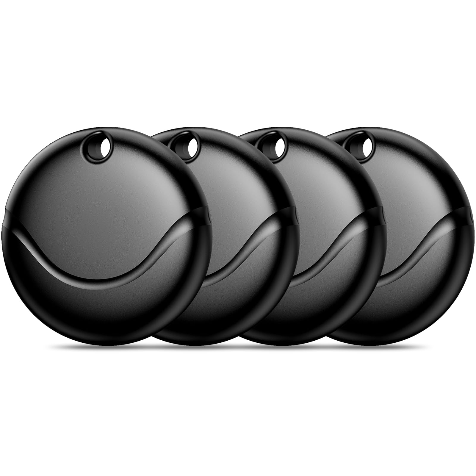 Air Tracker Tags-4 Pack, Bluetooth Tracker Works with Apple Find My (iOS Only), Smart Tag with Lanyard, Item Finder for Luggage, Key, Suitcases, Replaceable Battery, IP67 Waterproof Tracking Tag Black