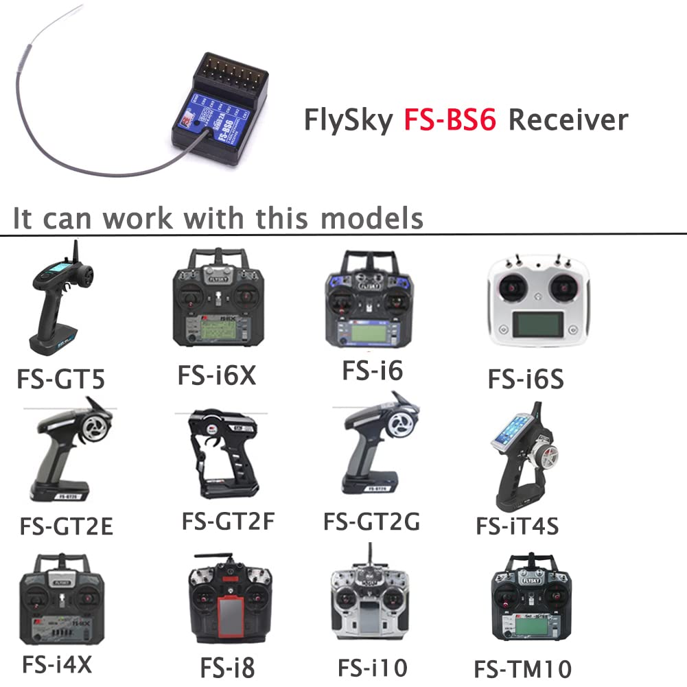 GoolRC Flysky FS-BS6 Receptor 2.4Ghz 6CH AFHDS2 para Flysky FS-GT5 FS-IT4S Transmisor RC Coche Barco GoolRC Flysky FS-BS6 Receptor 2.4Ghz 6CH AFHDS2 para Flysky FS-GT5 FS-IT4S Transmisor RC Coche Barco