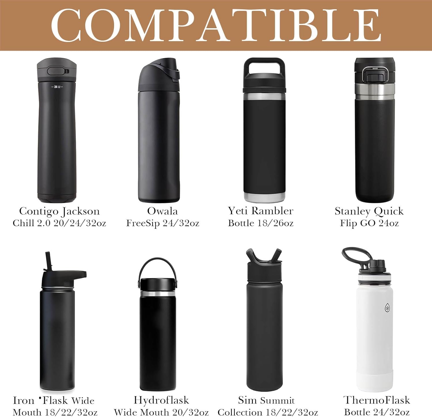 Linkidea Water Bottle Carrier with Strap Compatible with YETI Rambler Bottle 18oz/26oz, Owala FreeSip 24oz/32oz, Waterbottle Sling Bag Holder, Shoulder Strap with Phone Pocket (Beige) - Image 4