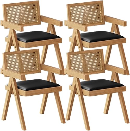 Miniatura 11 de YVYKFZD Juego de sillas de comedor de ratán, sillas de comedor de madera, sillas de cocina con respaldo tejido, sillón tapizado, silla auxiliar